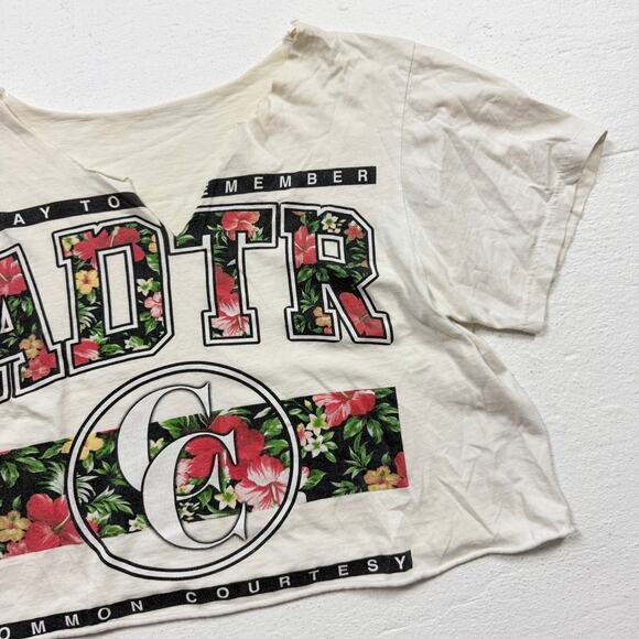 Upcycled A Day To Remember Floral Graphic Crop Tee, Size Medium - Picture 3 of 7